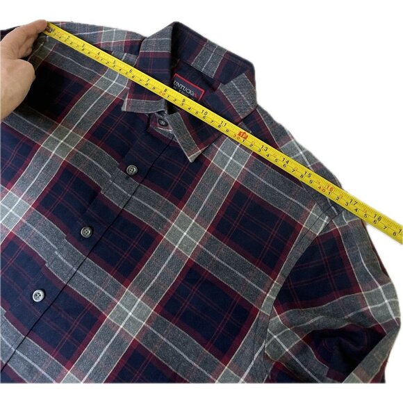 UnTucklt Men’s Long Sleeve Button Plaid Flannel Shirt Slim Fit Red Blue XS - Picture 8 of 9